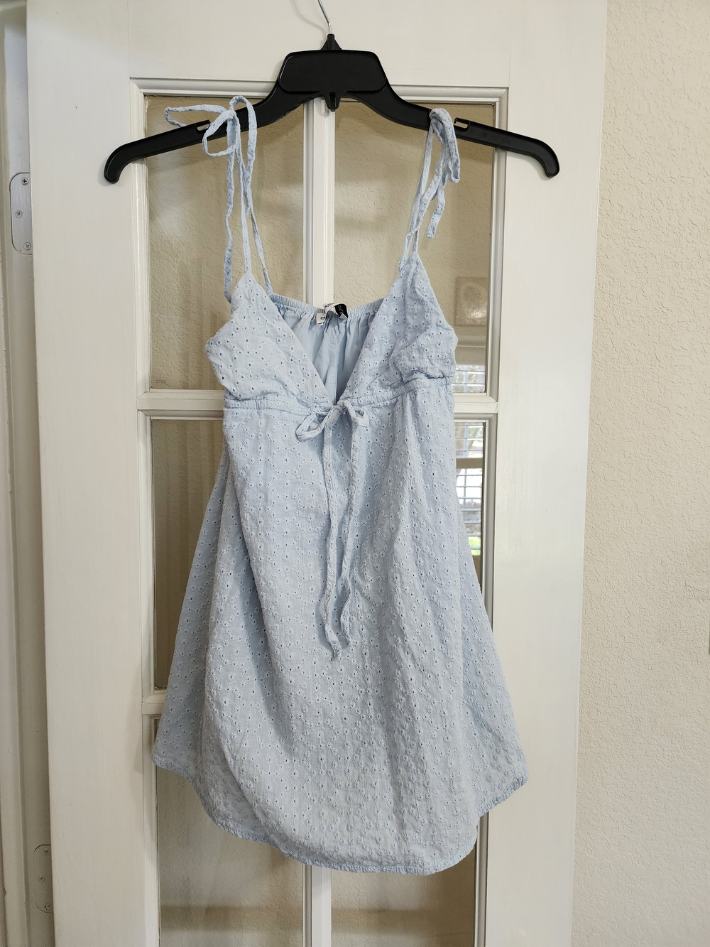 Princess Polly Blue Eyelet Babydoll Tunic Top Tie Strap Coquette US 2 READ DESC